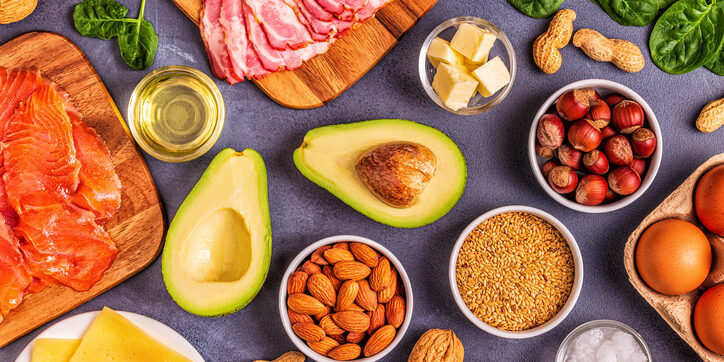 Keto, ketogenic diet, low carb, healthy food background